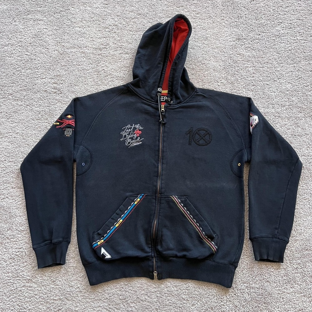 10.Deep Last of a dying Breed Hoodie Mens Large Black Double Zip Embroidered